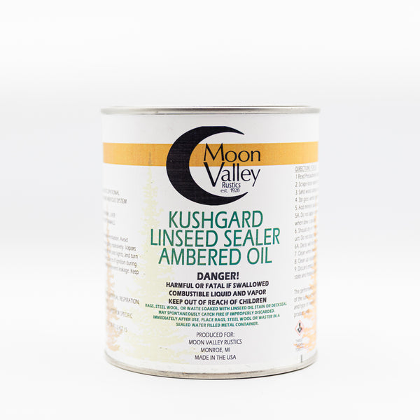 Moon Valley Kushgard Linseed Sealer Ambered Oil can on a white background