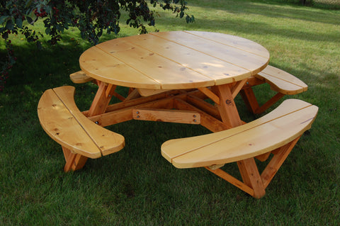 56" Round Table with Attached Benches